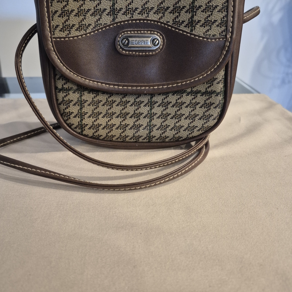 Esprit Brown and Cream Patterned Crossbody Bag